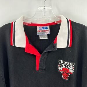 Chicago Bulls NBA Apex One Vintage Short Sleeve Polo - Black/Red - Medium